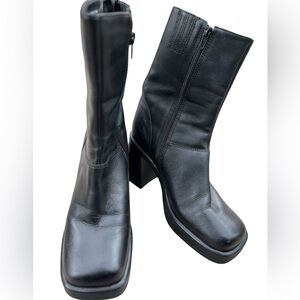 Steve Madden Fantsie Black Retro Style LeatherBboots